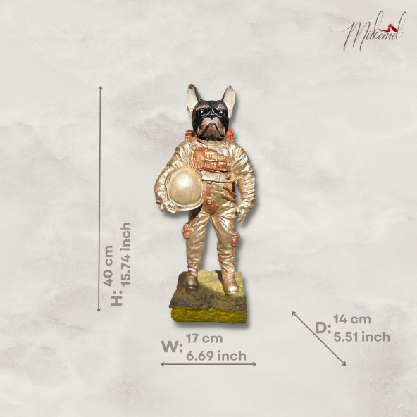 Uzay Fransız bulldog (tam takım elbise, dekoratif astronot, el yapımı heykel ) Mukemel tasarımları - 2
