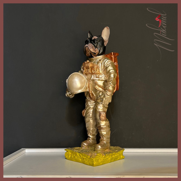 Uzay Fransız bulldog (tam takım elbise, dekoratif astronot, el yapımı heykel ) Mukemel tasarımları - 5