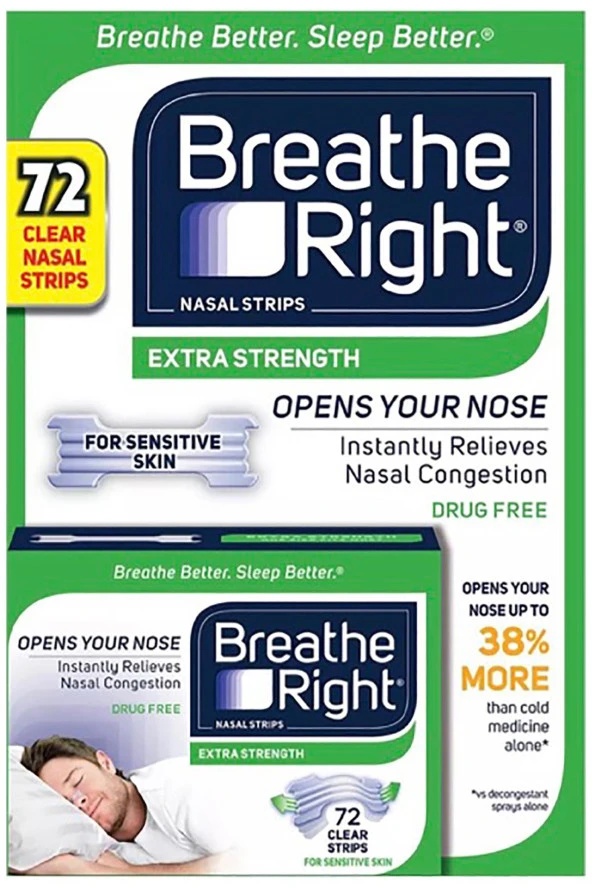 Breathe Right Extra Strength Burun Bandı Şeffaf Renk 72 Adet