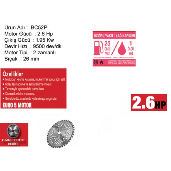 Attlas Bc 52 L Benzinli Tırpan - 52 cc Euro V - 3