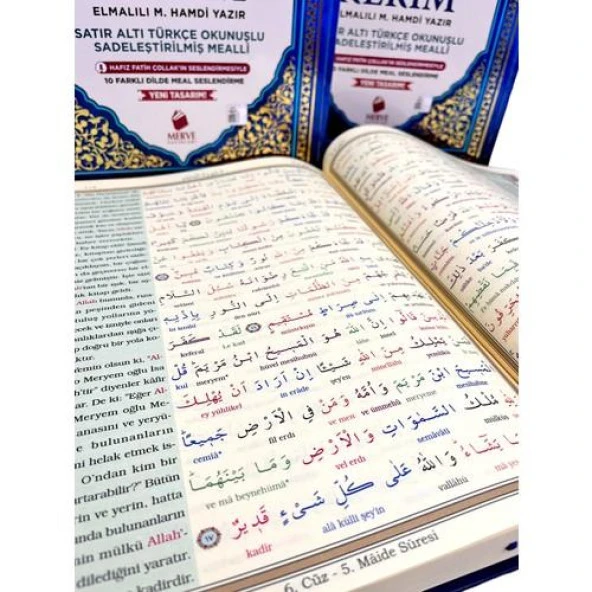Merve Renkli Satır Altı Türkçe Okunuşlu ve Türkçe Mealli Orta Boy Kuran-ı Kerim - 4