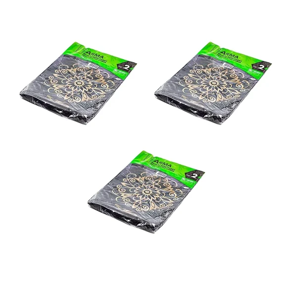 Arma Baskılı Mini Blok Poşet Torba - No : 2 - 25x37 Cm. - Siyah - 100 Adetlik 3 Paket - 1