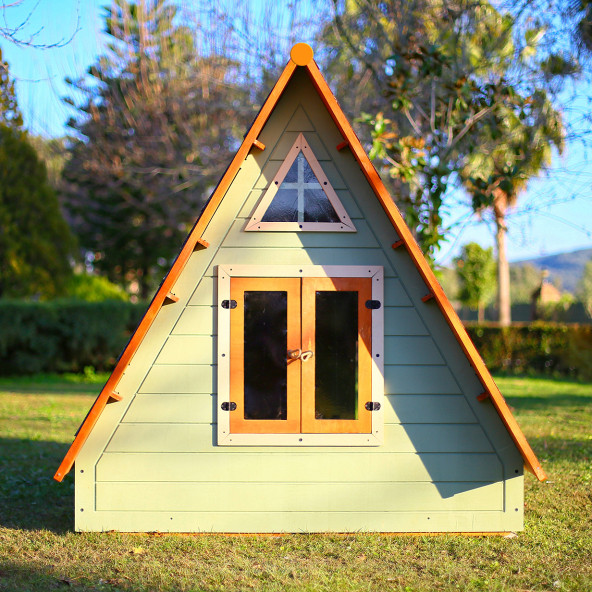 MANDU Ahşap Üçgen Çocuk Oyun Evi ( Aframe Playhouse) - 3