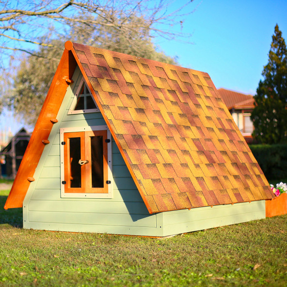 MANDU Ahşap Üçgen Çocuk Oyun Evi ( Aframe Playhouse) - 5