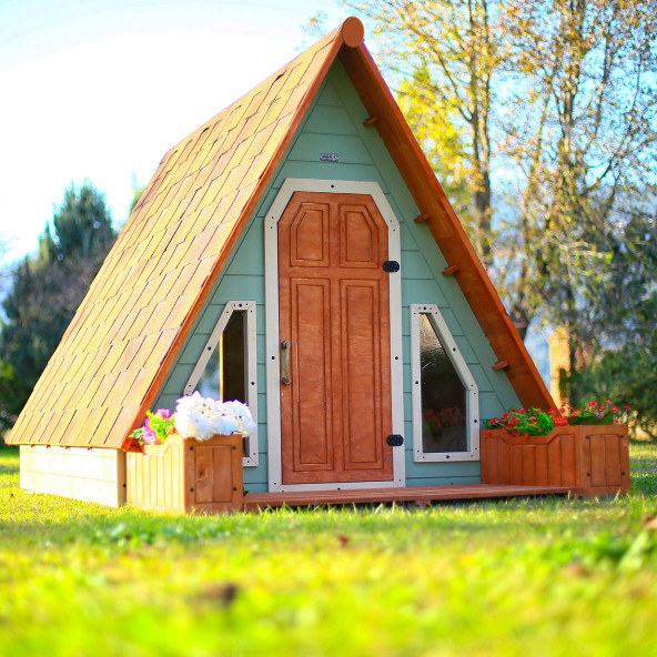 MANDU Ahşap Üçgen Çocuk Oyun Evi ( Aframe Playhouse) - 9