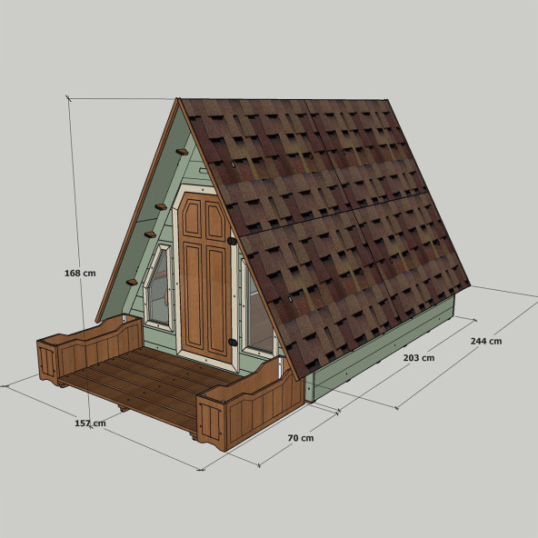 MANDU Ahşap Üçgen Çocuk Oyun Evi ( Aframe Playhouse) - 10