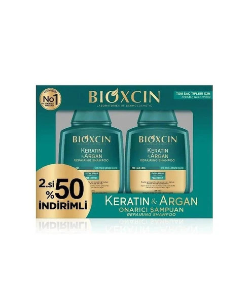 Bioxcin Keratin & Argan Onarıcı Şampuan 300 ml 2.si %50 İndirimli