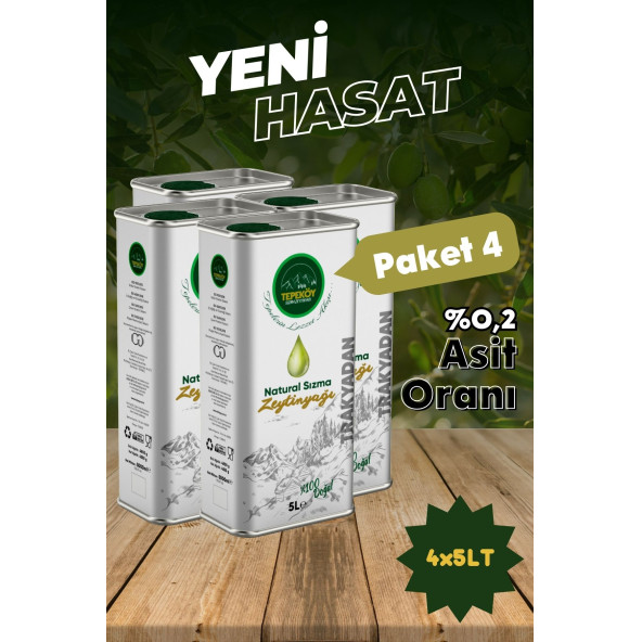 Tepeköy Naturel Sızma Soğuk Sıkım Zeytinyağı (2.Sıkım) 4x5 Lt