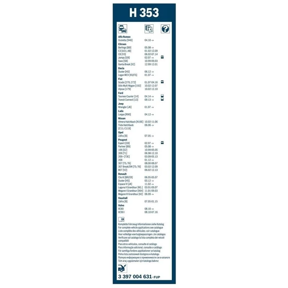 Ford Transit Connect Bosch Arka Silecek 35cm 2014-2017 Rear H353 - 3