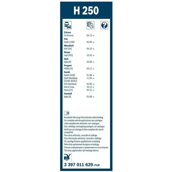 Mitsubishi ASX Bosch Arka Silecek 25cm 2010-2015 Rear H250 - 3