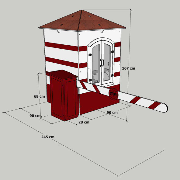 MANDU Bariyerli Ahşap Güvenlik Kulübesi (Bekçi Kulübesi) - 9