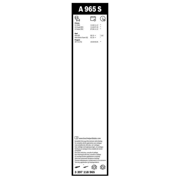 Bosch Opel Astra J Silecek Takımı Aerotwin 2009-2020 A965S (700/600mm) - 4