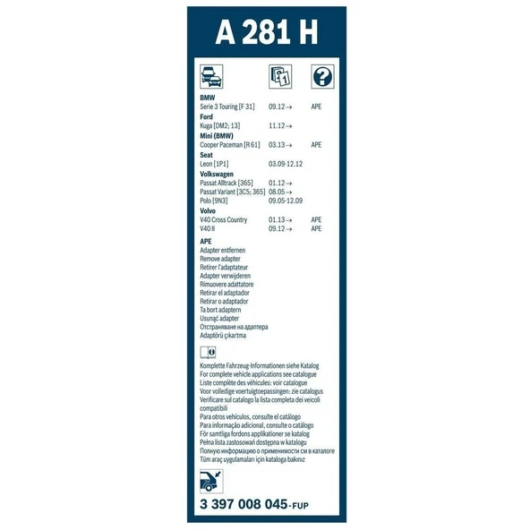 BMW F97 G01 X3 Bosch Arka Silecek 28cm 2018-2022 Rear A281H - 3