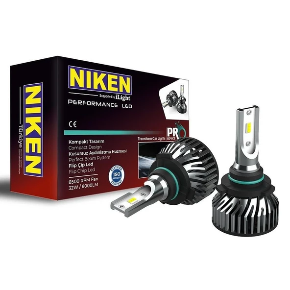 Niken Pro Seri Slim Led Xenon Far Ampulü HIR2 9012 12V 6000K 8000LM - 1