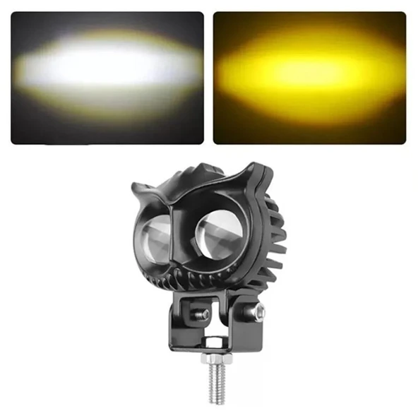 Beyaz Sarı Led Baykuş Off Road, Motosiklet Sis Farı Çalışma Lambası 12-24V 50W - Resim 2