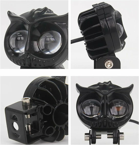 Beyaz Sarı Led Baykuş Off Road, Motosiklet Sis Farı Çalışma Lambası 12-24V 50W - Resim 3