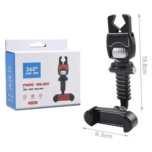 Oto, Araç Dikiz Aynası Yengeç Telefon Tutucu 360 Derece Ayarlı Siyah ürün görseli 1