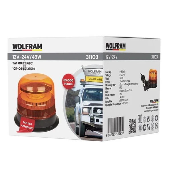 Wolfram Tepe Döner Lamba Ledli 10 Fonksiyonlu Çakar Mıknatıslı Çakmaklık Girişli 12-24V 48W - 3