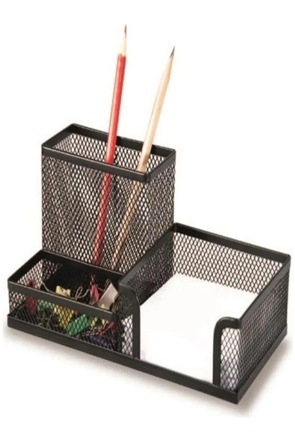 Drt Perfore Masaüstü Metal Organizer Siyah 3 Bölmeli Masa Üstü Kalemlik ürün görseli