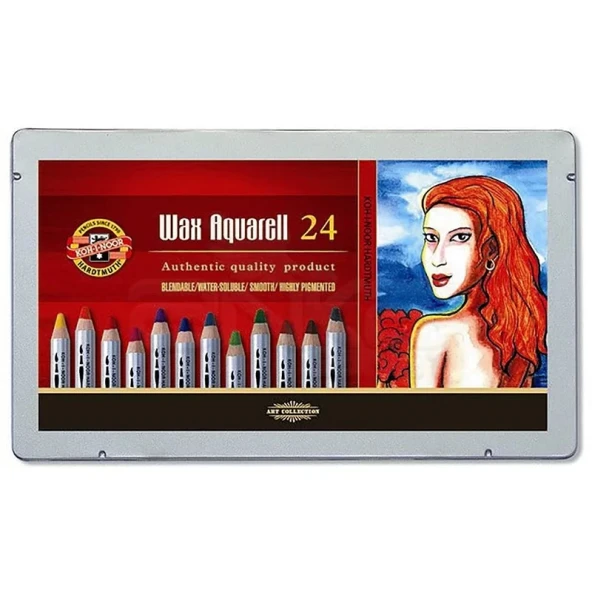 Koh-i-Noor Wax Aquarell Sulandırılabilir Pastel Boya Seti 24 Renk - 3