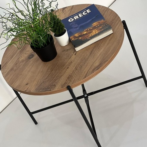 Eportatif Orta Sehpa Yuvarlak Dekoratif Yan Sehpa 55 1096