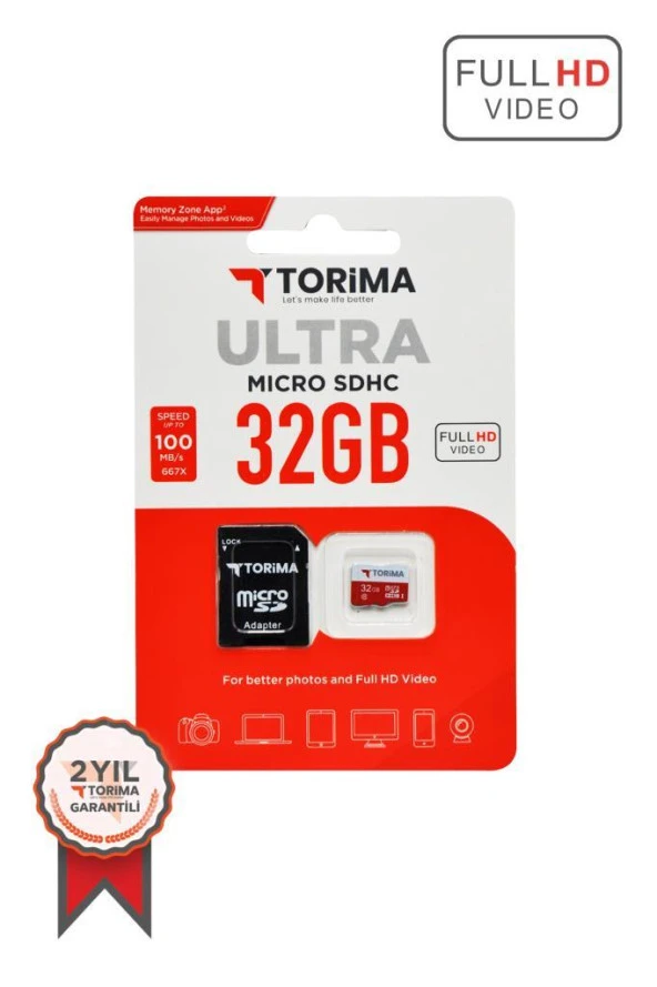 Torima Siyah Kırmızı Ultra Micro SDHC 32 GB Hafıza Kartı