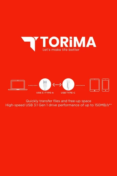 Torima Siyah 64GB Çift Sürücülü USB-TYPE-C OTG - 2