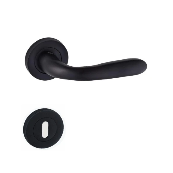 Doğanlar Bora Rozetli Alüminyum Kapı Kolu Siyah Oda