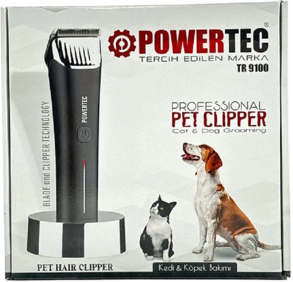 Powertec TR-9100 Şarjlı Stantlı Kedi Köpek Tıraş Makinası