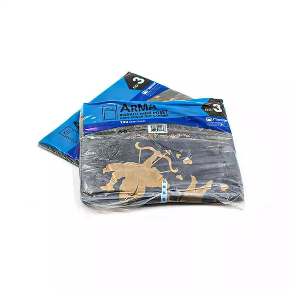 Arma Baskılı Mini Blok Poşet Torba - No : 3 - 30x50 Cm. - Siyah - 100 Adetlik 3 Paket - Resim 2