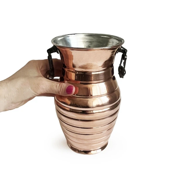 Shark Anatolia Sümbüllü Bakır Kulplu Vazo - 5