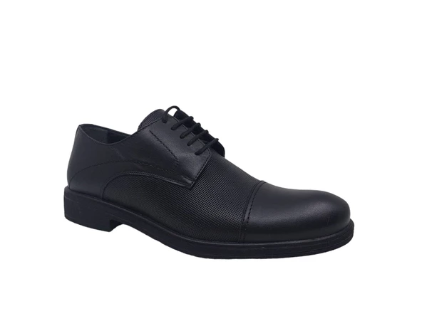 Zerhan 159-1237 Erkek Siyah Bağcıklı Hakiki Deri Klasik Hafif Ayakkabı - Resim 6