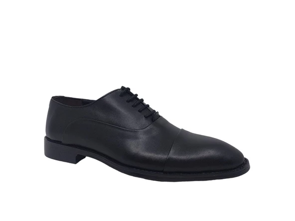 Zerhan 306 Erkek Siyah Bağcıklı Hakiki Deri Klasik Ayakkabı - Resim 2
