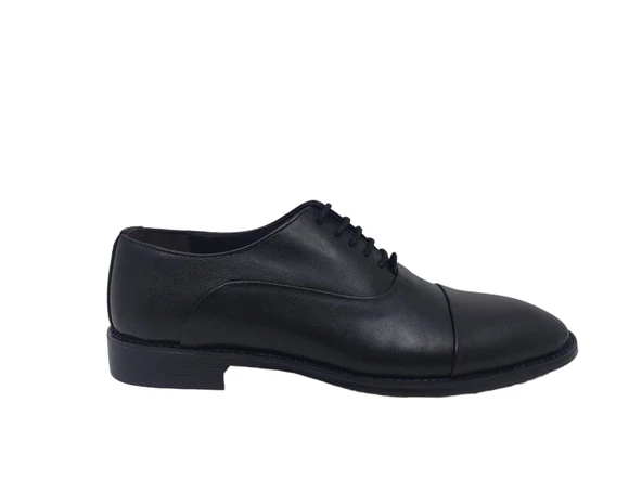 Zerhan 306 Erkek Siyah Bağcıklı Hakiki Deri Klasik Ayakkabı - Resim 6