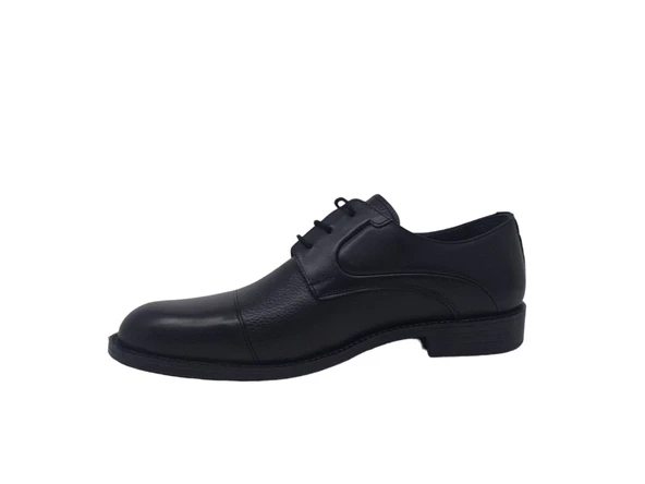 Zerhan 364 Erkek Siyah Bağcıklı Hakiki Deri Klasik Ayakkabı - Resim 3