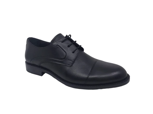 Zerhan 364 Erkek Siyah Bağcıklı Hakiki Deri Klasik Ayakkabı - Resim 4