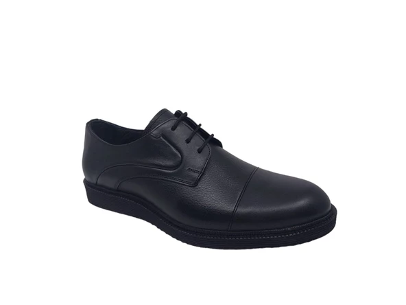 Zerhan 364 Erkek Siyah Bağcıklı Hakiki Deri Casual Ayakkabı - Resim 4