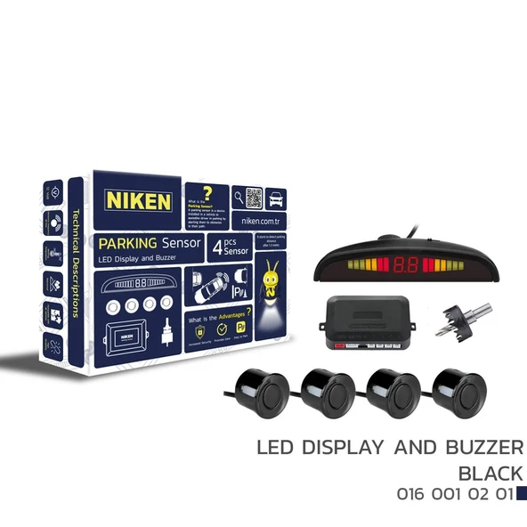 Niken Led Ekranlı ve Ses İkazlı Park Sensörü Siyah - 1