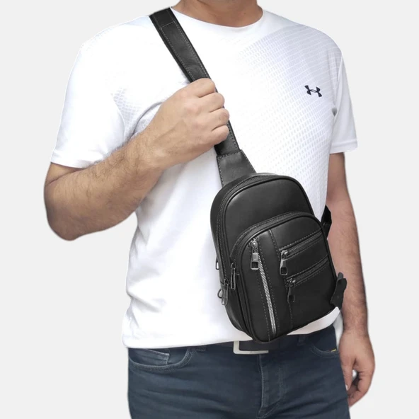 Lederax Hakiki Deri Göğüs Çantası Bodybag  LD484 - 9