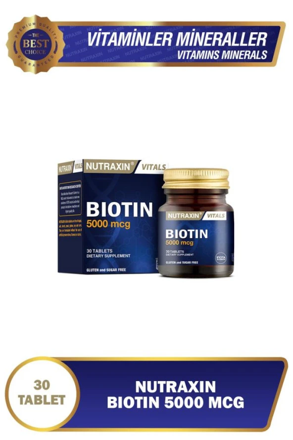 Nutraxin Biotin 5000 Mcg  30 Tablet Saç Vitamini