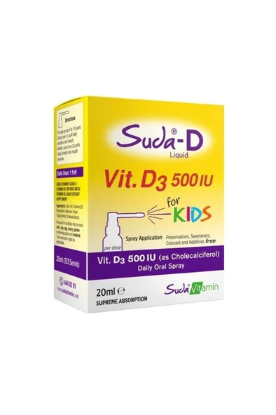 Suda Vitamin D3 Çocuklar Için 4-10 Yaş- 20ml