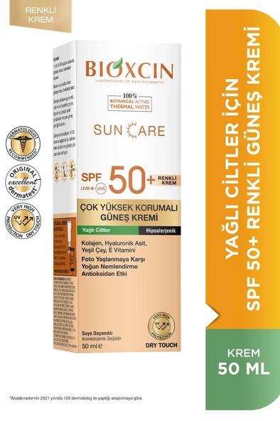 Bioxcin Sun Care Çok Yüksek Korumalı Yağlı Ciltler Için Renkli Güneş Kremi Tinted Spf 50+ 50 Ml