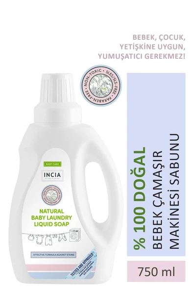 INCIA %100 Doğal Bebek Çamaşır Sabunu (BİTKİSEL DETERJAN) Yumuşatıcılı Lavanta 750ml