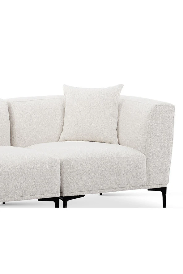 Vipa Home New York Beyaz Modüler Metal Ayak Ikili Koltuk - 3