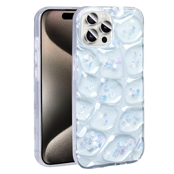 Vendas iPhone 15 Pro Max Kılıf Simli 3D Desenli Zore Hacar Kapak