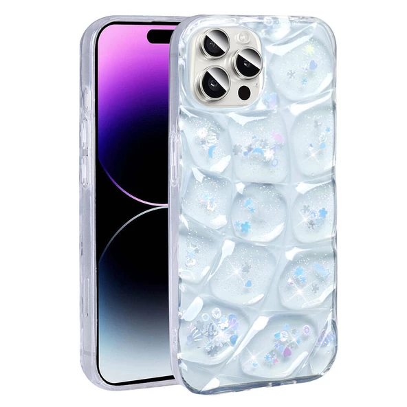 Vendas iPhone 14 Pro Max Kılıf Simli 3D Desenli Zore Hacar Kapak