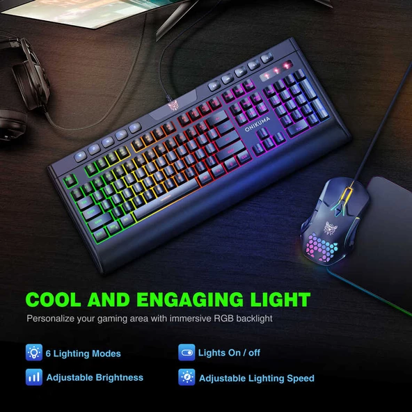 Zore Onikuma G21 RGB Oyuncu Klavye Mouse Seti - 4