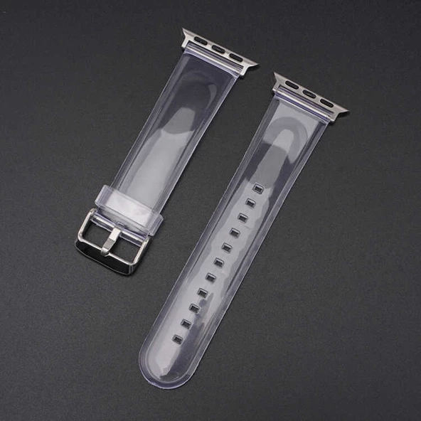 ​​​Apple Watch 44mm KRD-13 Şeffaf Silikon Kordon - Resim 4