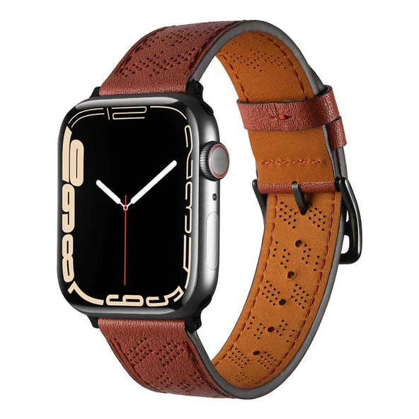 ​​​Apple Watch 7 45mm KRD-76 PU Deri Kordon Strap Kayış