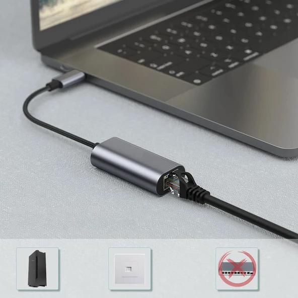 Zore QG03 USB-A to RJ45 USB3.0 Ethernet Dönüştürücü Kablo 1000Mbps 22cm - 5